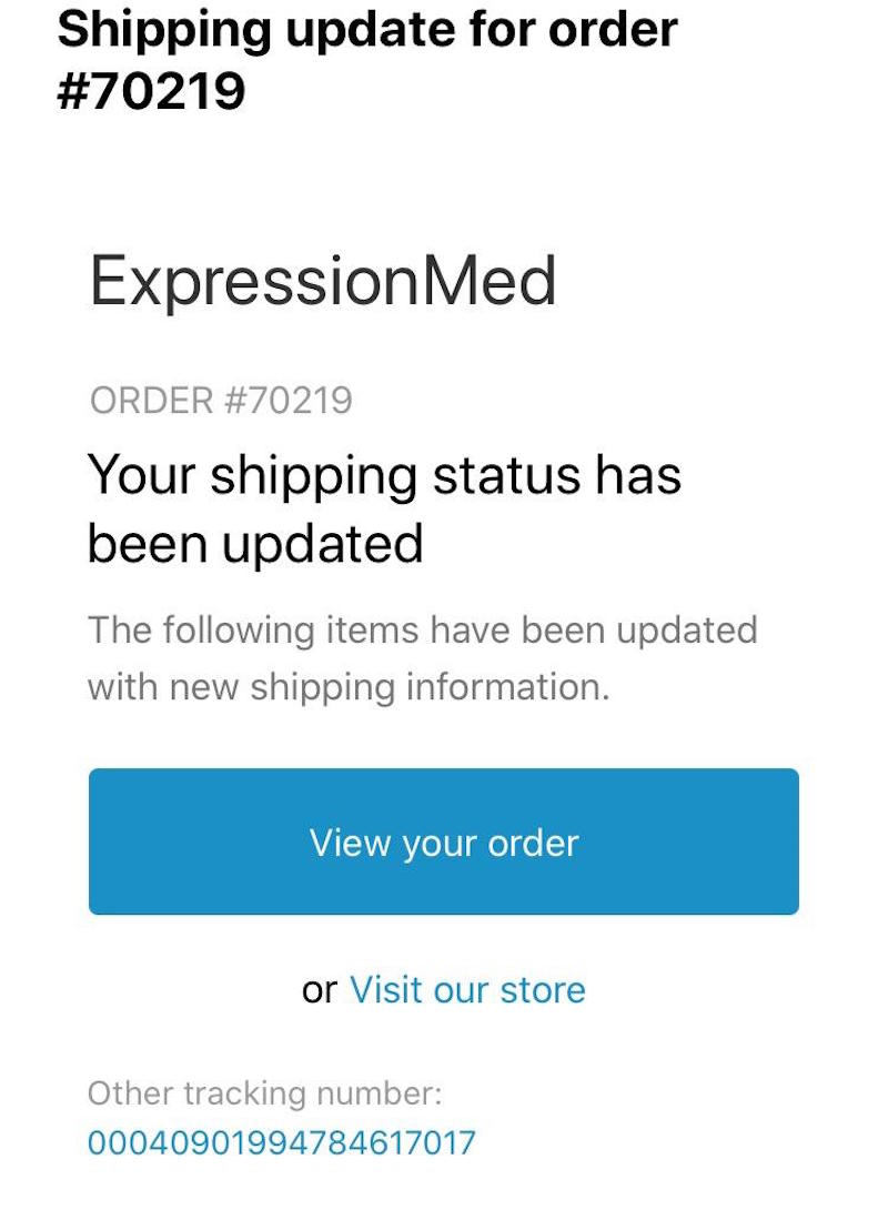 shipping confirmation email for mobile