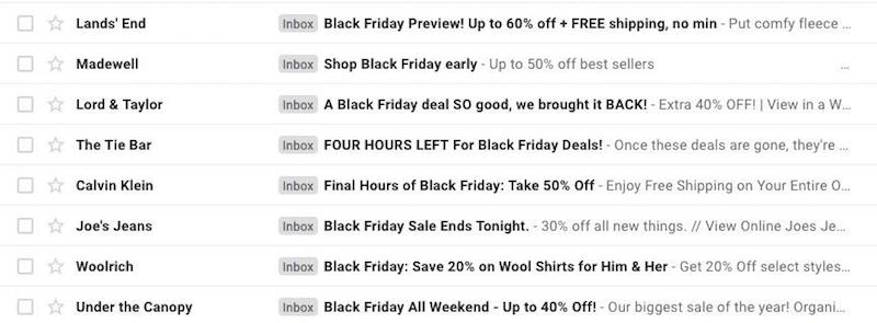 black friday email subject lines