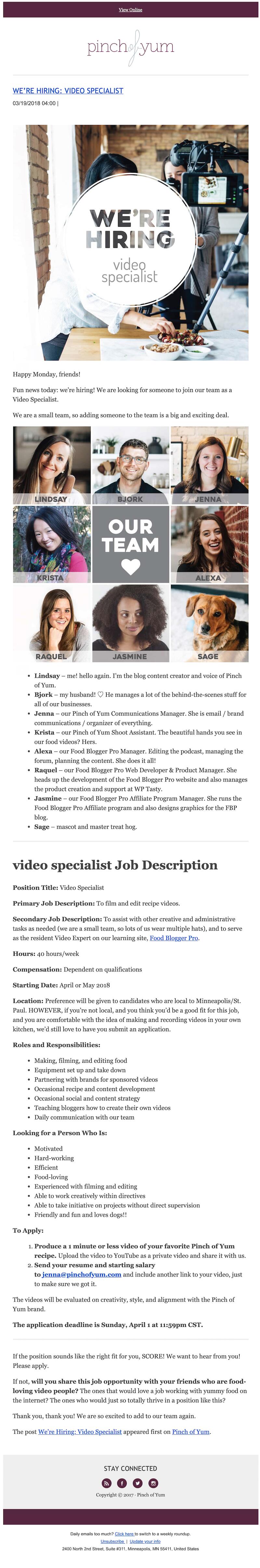 employer branding email idea