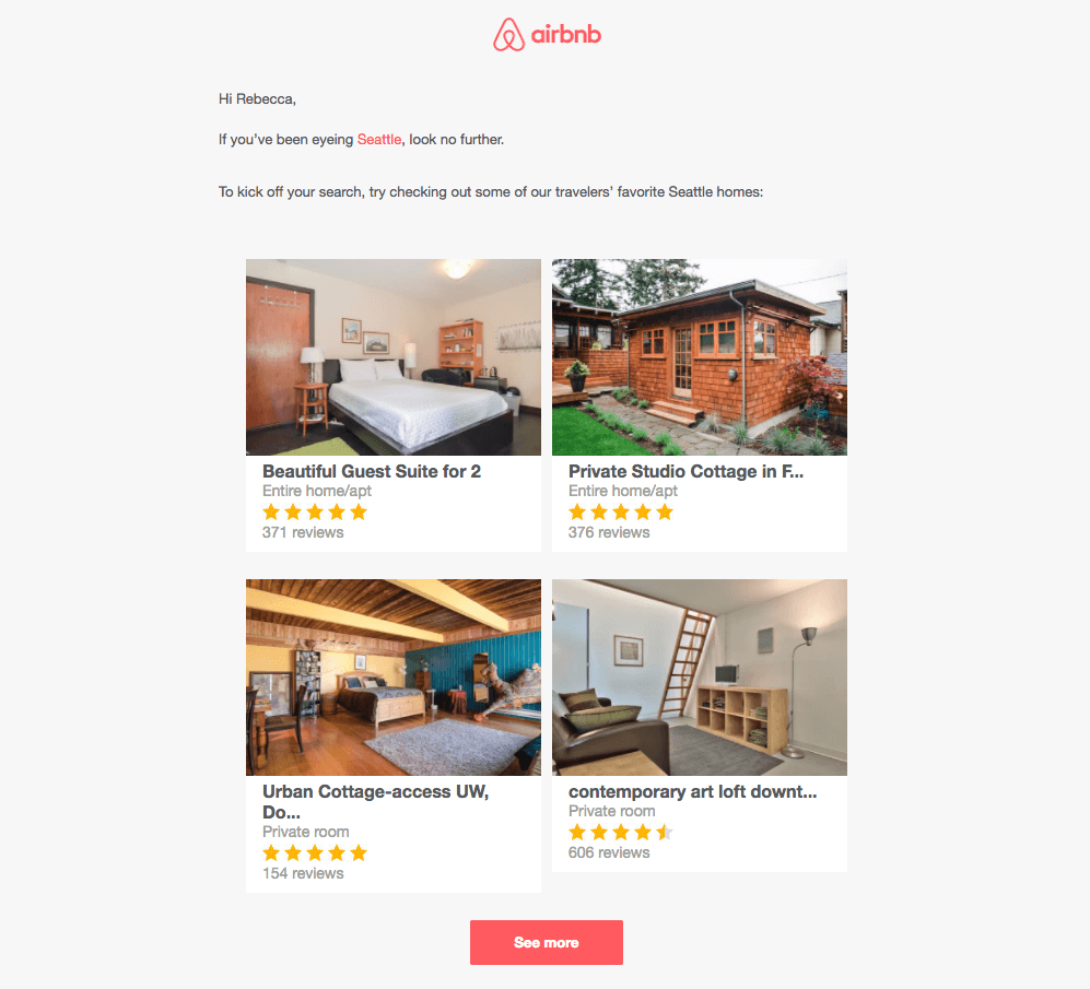 AirBnB email personalization