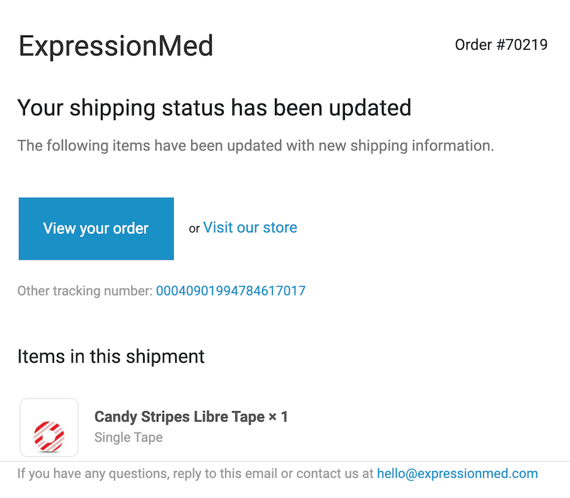 shipping confirmation email example