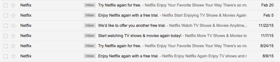 Netflix email drip campaigns 