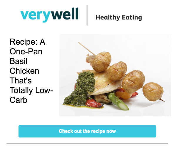 Verywell A/B testing CTA button