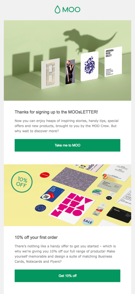 Moo customer appreciation emails