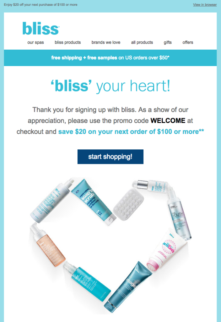 Bliss customer appreciation emails