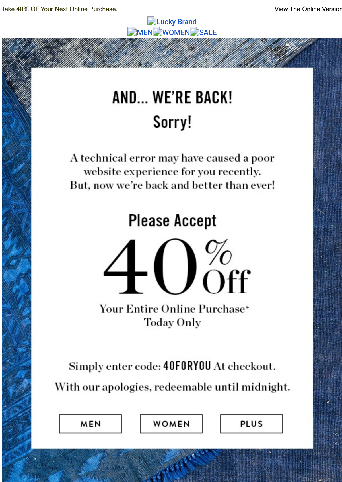 apology email with discount