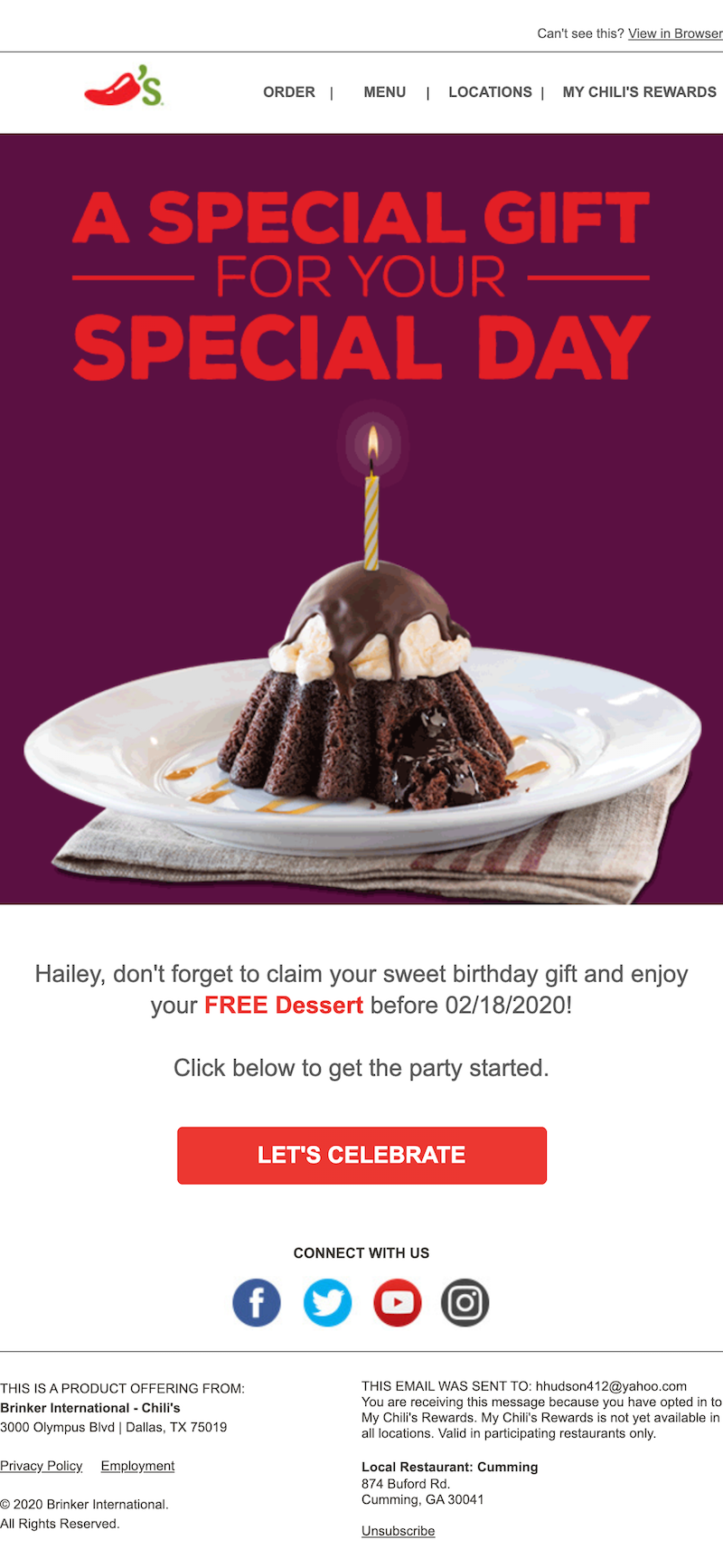 birthday email example