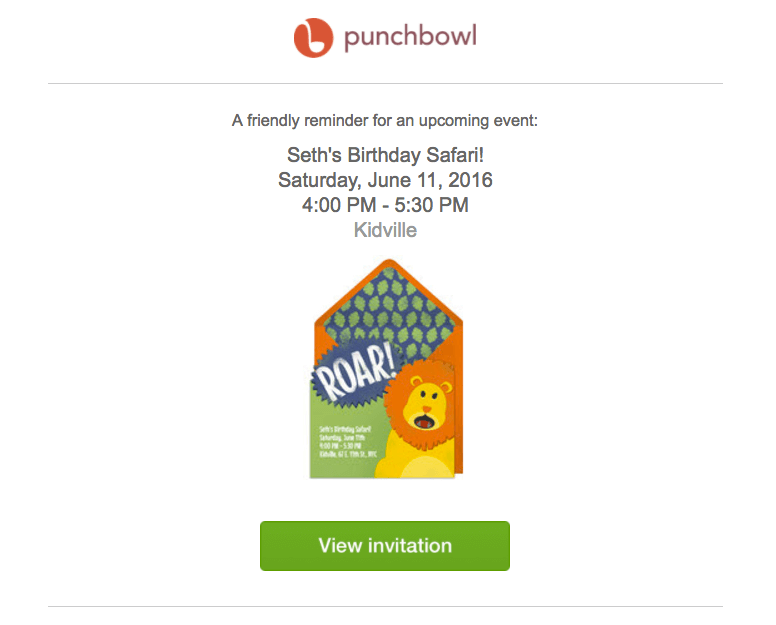 Punchbowl event reminder emails