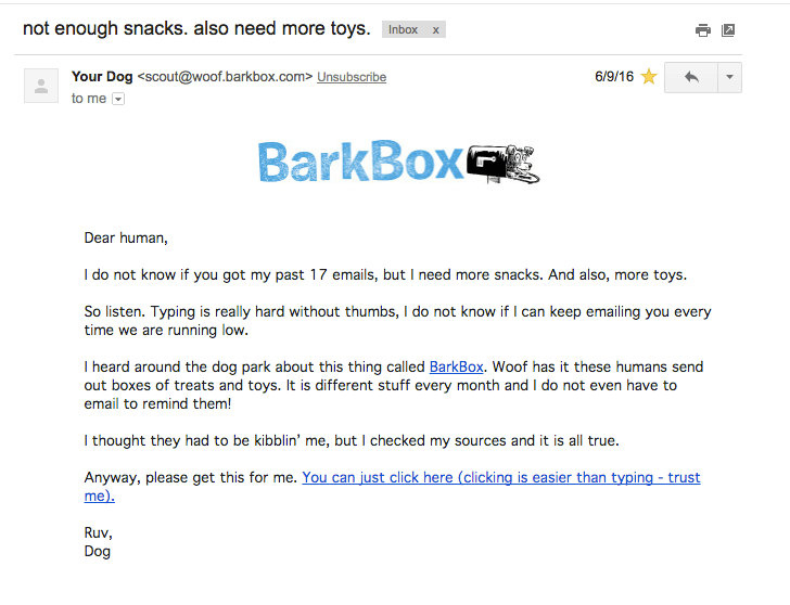 barkbox pet industry emails