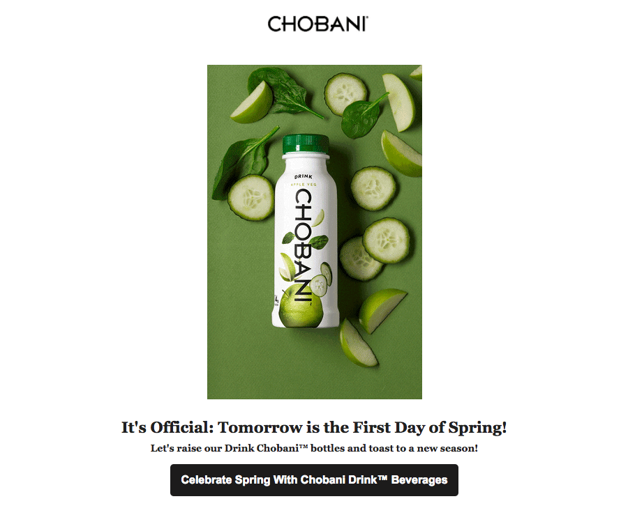 Chobani food industry email design 