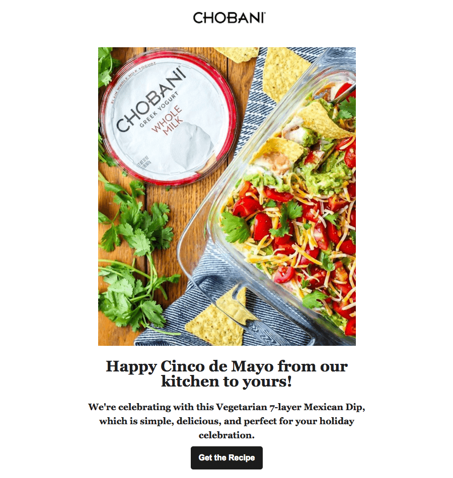 Chobani food industry email design 