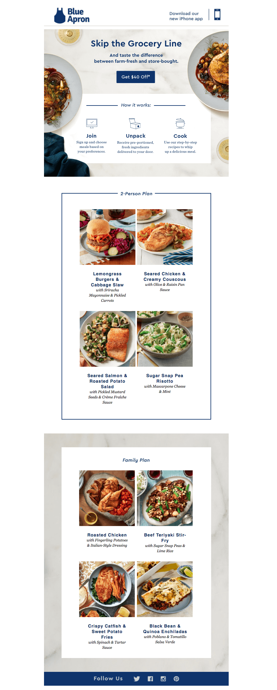 Blue Apron food industry email design 