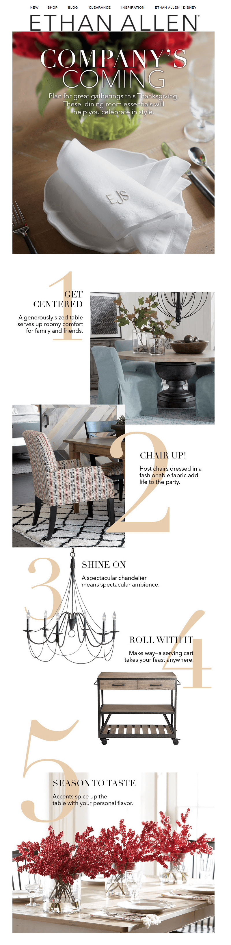 Ethan Allen Thanksgiving email design