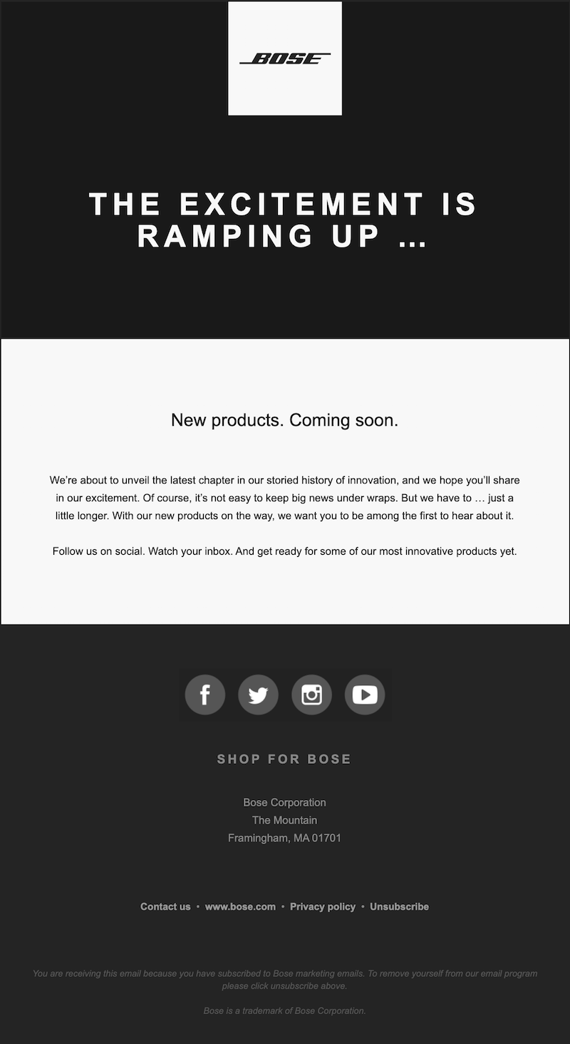 teaser email for product launch