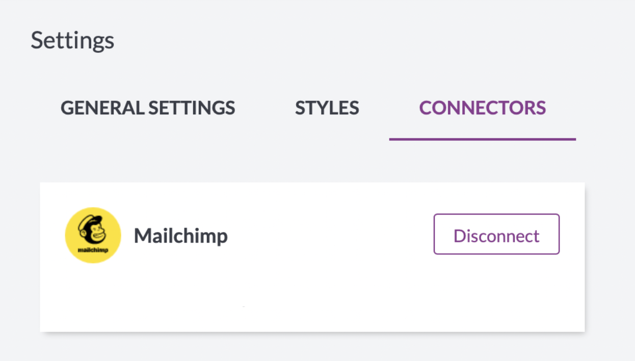 Mailchimp connected in BEE Pro