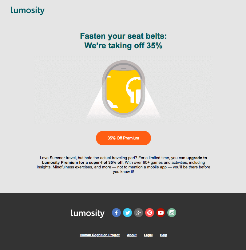 Lumosity vacation emails