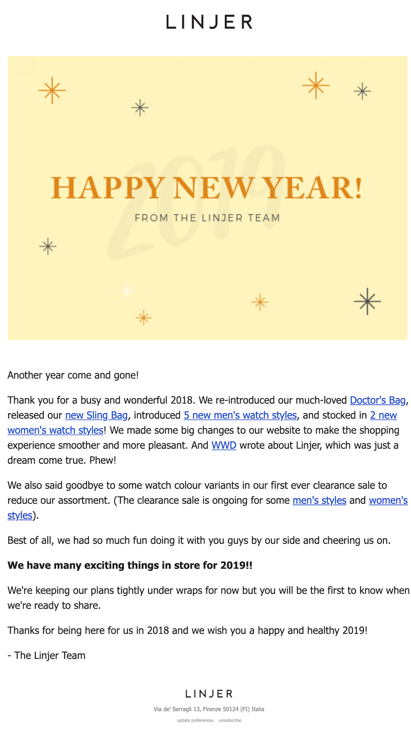 happy new year email