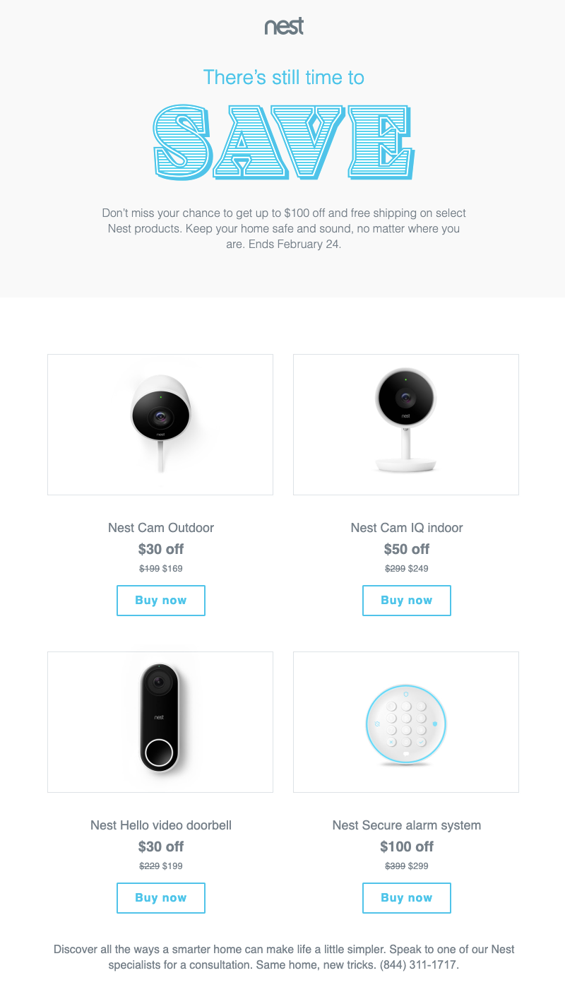 nest coupon email examples