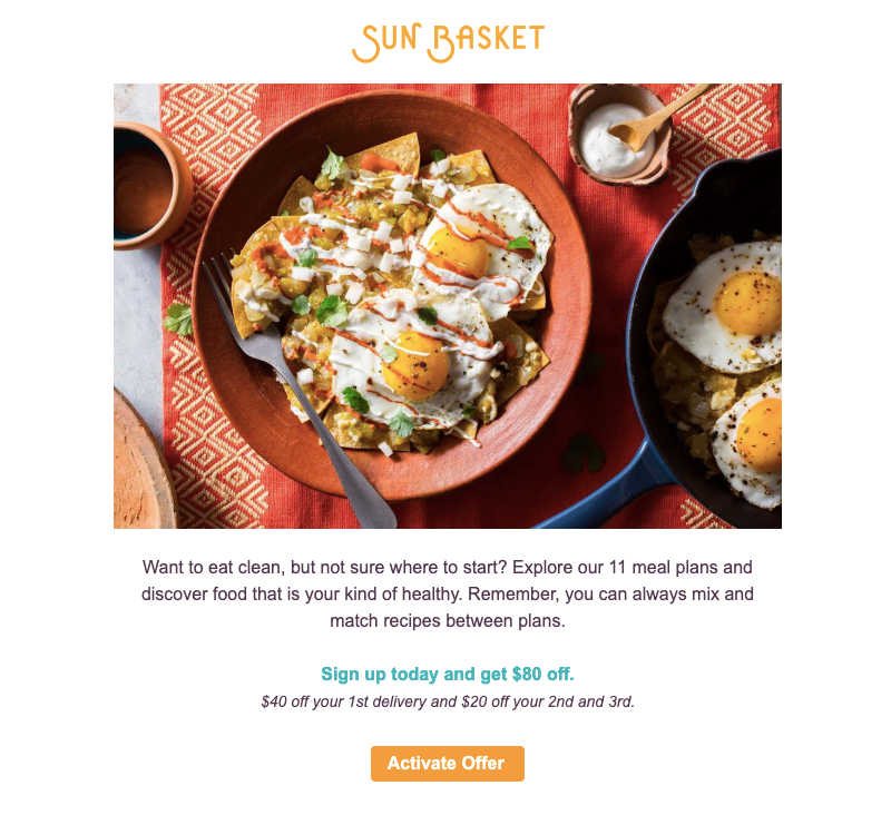 sunbasket promotional email template