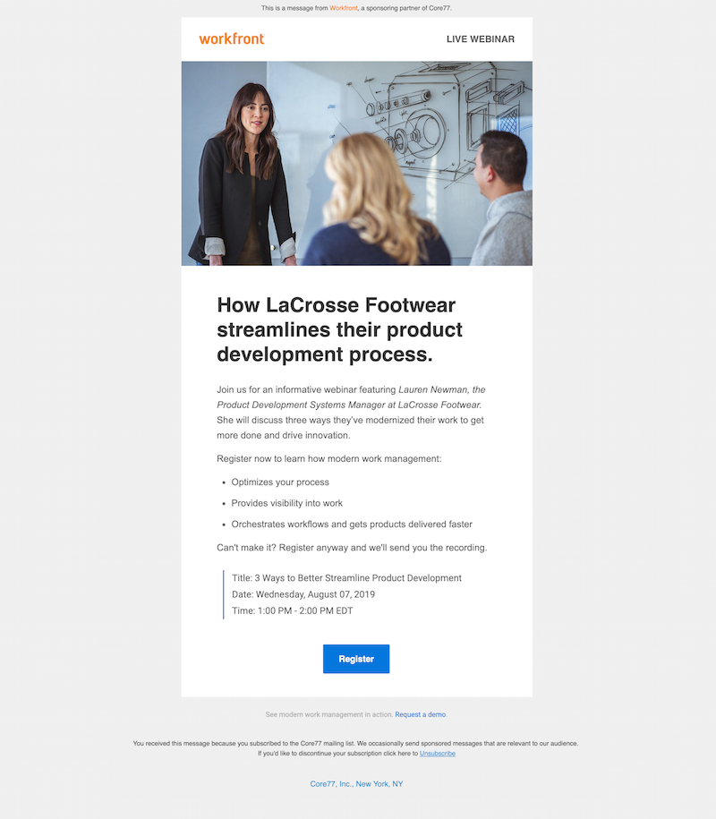 event email marketing example for webinar