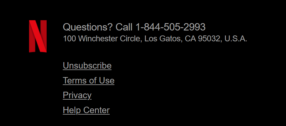 Netflix unsubscribe link example