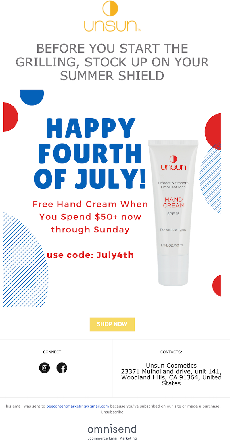 fourth of july email example