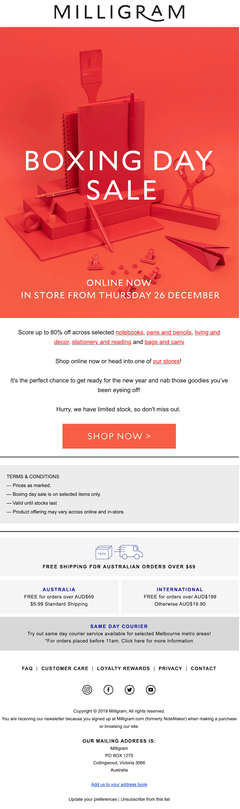 colorful boxing day email