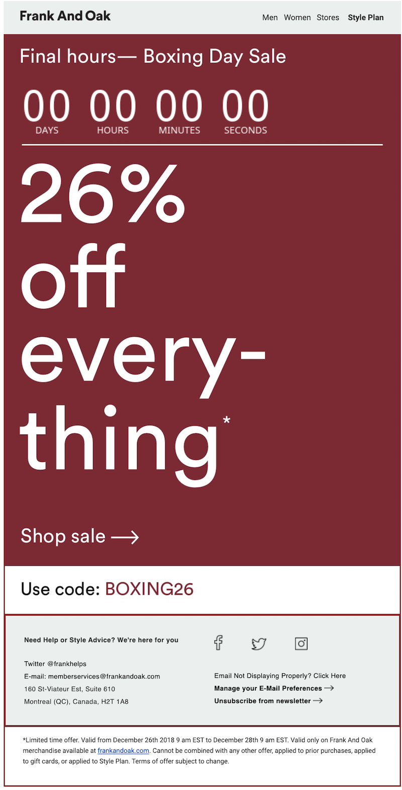 boxing day sale email