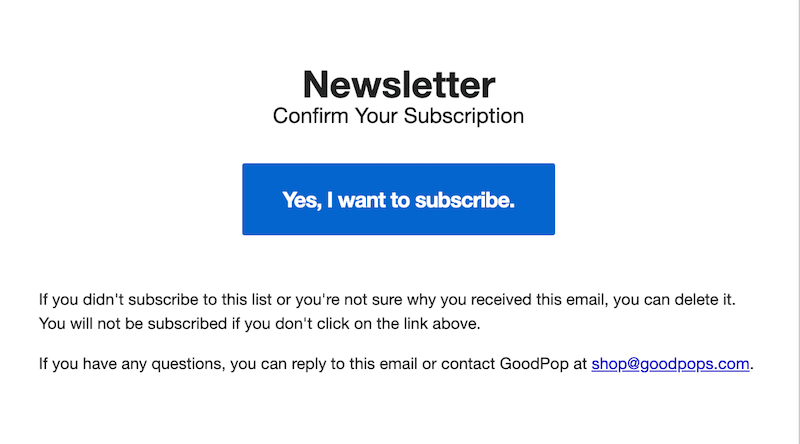 double opt-in email from goodpop