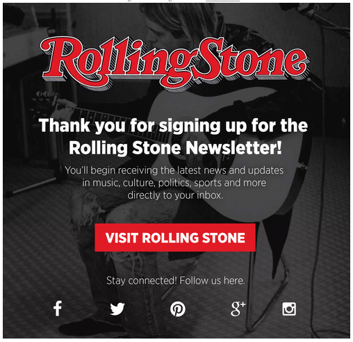 rolling stone newsletter welcome email