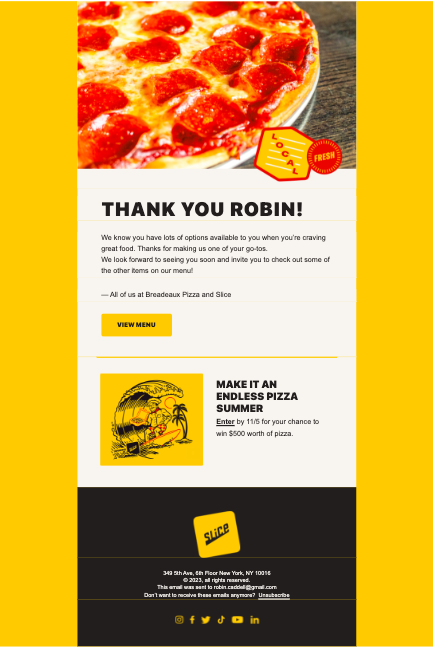 Slice personalized email campaign strategy