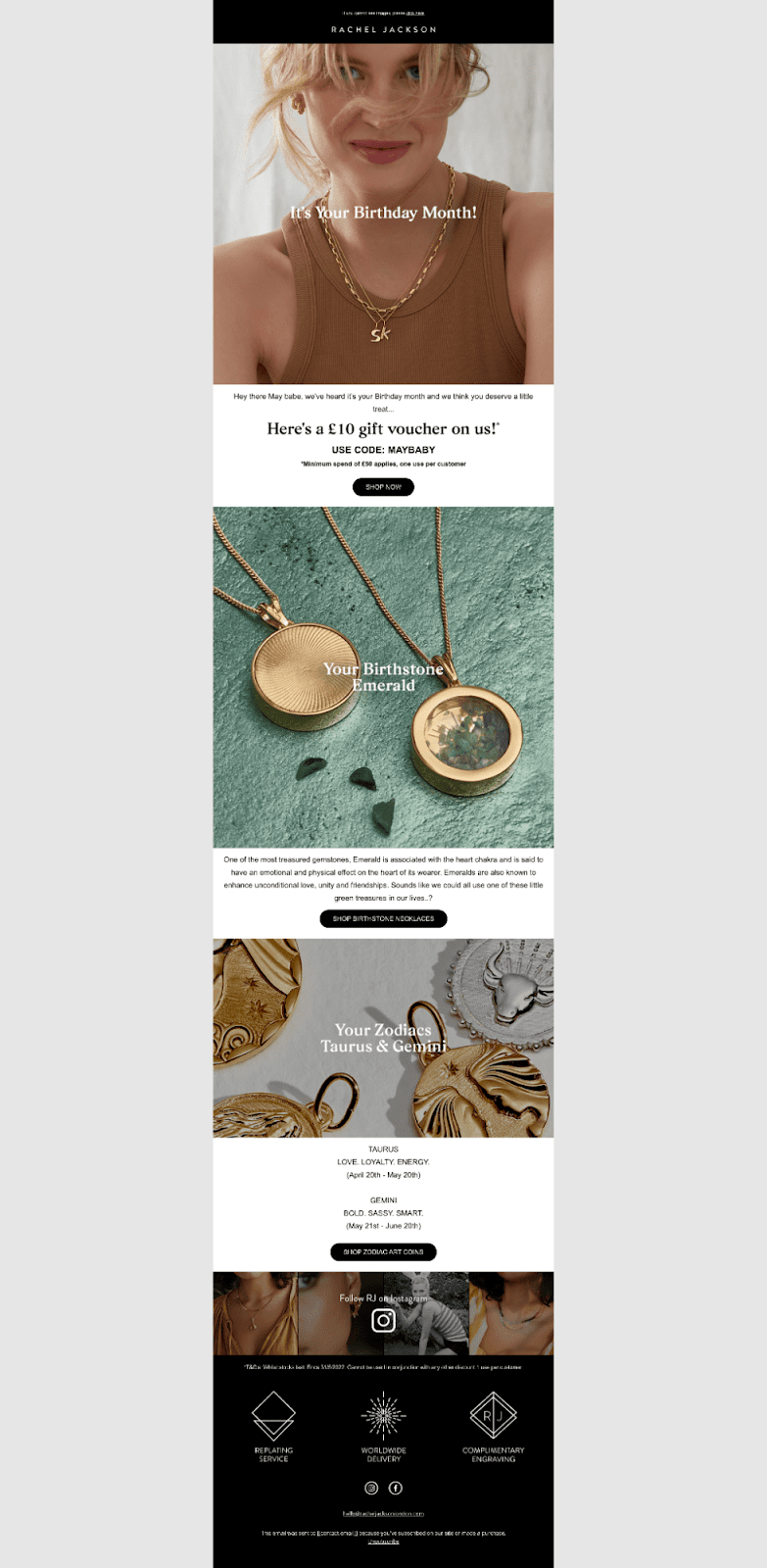 rachel jackson jewelry birthday emails