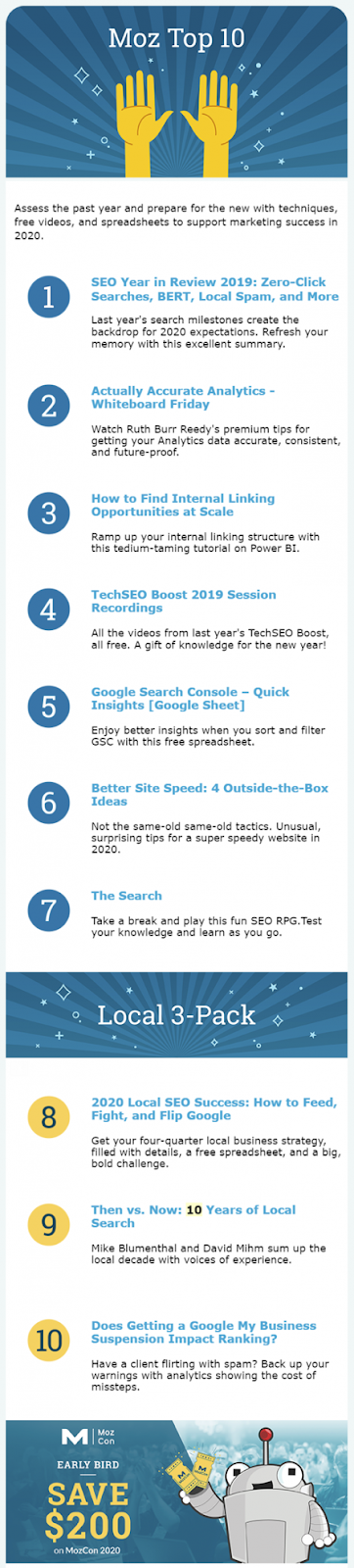 Moz email newsletter example 